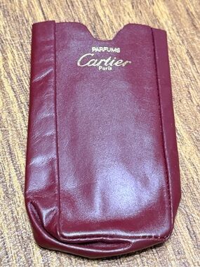 Cartier Vtg Parfum Case Travel Fragrance Red Holder Leather Faux? Sleeve Pouch